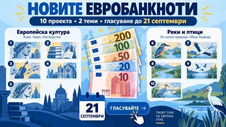 Новите евробанкноти: 10 проекта, две теми и как да гласувате до 21 септември